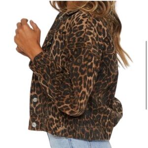 Elia Cher Leopard Print Jean Jacket